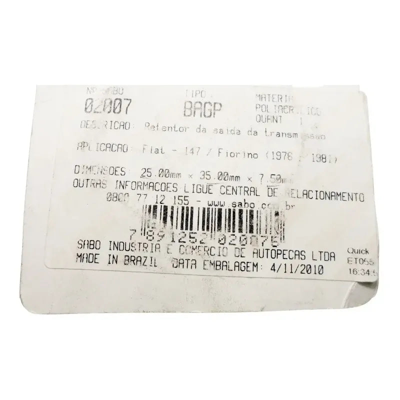Fiat Estopera Transmision 147 Spazio Tucan 25x35x7,5