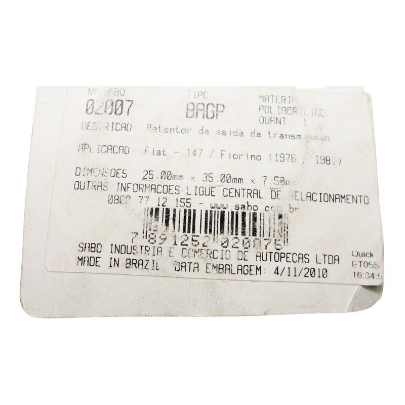 Fiat Estopera Transmision 147 Spazio Tucan 25x35x7,5