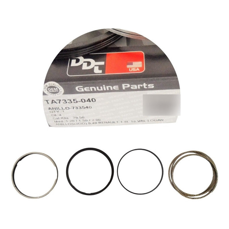 Renault Juego Anillos Symbol, Clio, Megane 1.6 16v 0.40